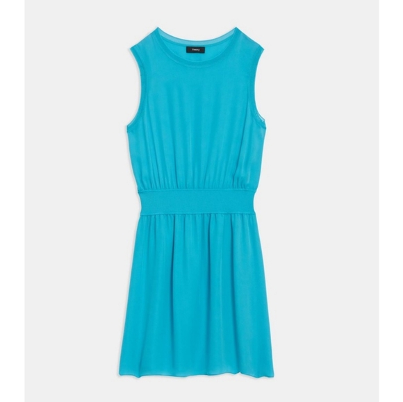 Nwt Theoryribbed Trim Dress In Silk 